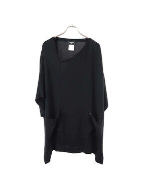 Chanel Pullover Silk Tunic Top Black 44 Sweater